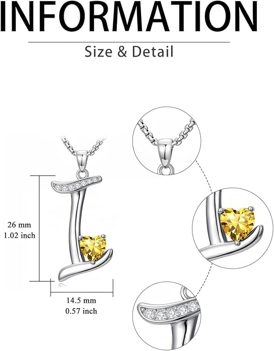 Birthday Gifts for Women Alphabet A to Z Initial Birthstone Pendant Necklaces for Women - 18k White Gold Plated Personalized Name Jewelry Anniversary Graduation Gifts for Wife Her Daughter Girlfriend(with Gift Box)