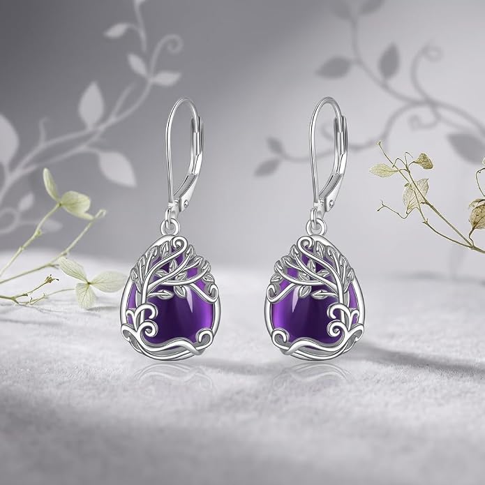 Teardrop Tree of Life/Filigree Earrings for Women Dangle Leverback Earrings Jewelry Gift Anniversary For Her
