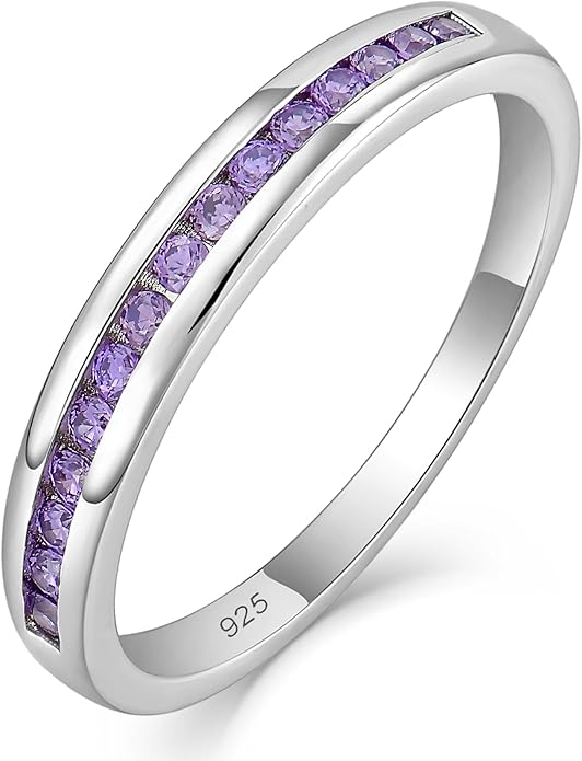 YL Stackable Rings 925 Sterling Silver Halo Birthstone Eternity Bands Jewelry for Women
