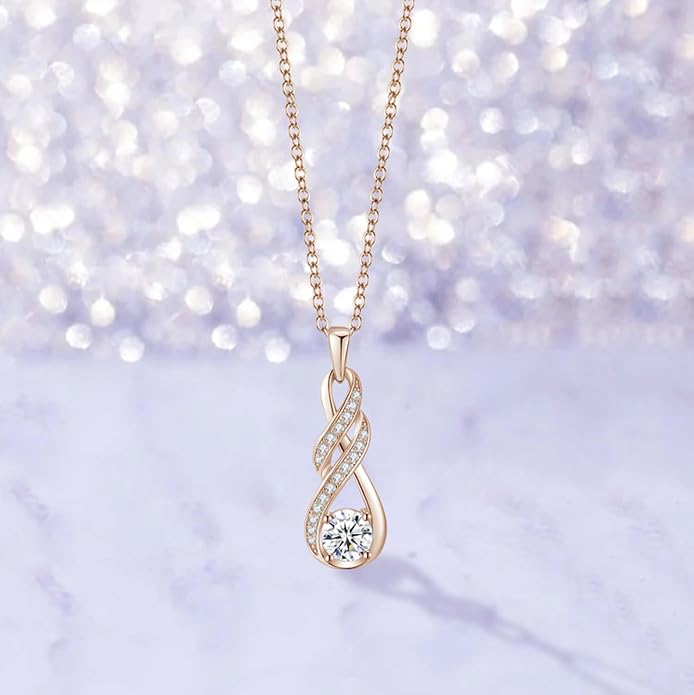 Birthstone Necklaces for Women 925 Sterling Silver Infinity Pendant Created Gemstone Jewelry for Her, 16"+2"