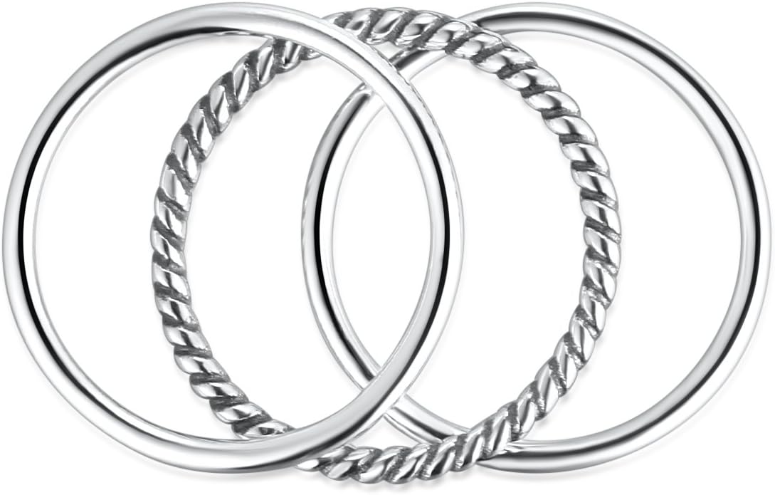 925 Sterling Silver Knuckle Rings for Women Minimalist Thin Stacking Rings Set 3PCS Midi Pinky Ring Size 2.5-8.5