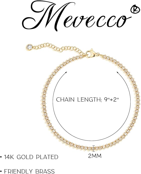 MEVECCO Anklet for Women Gold Chain 14K Gold Plated Dainty Boho Beach Summer Simple Foot Jewelry Ankle Bracelet