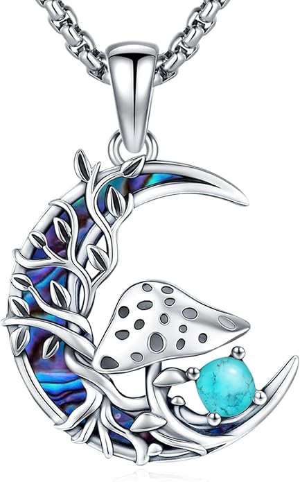 Sterling Silver Tree of Life Necklace for Women Oval Family Tree Necklace Abalone Shell Moonstone Pendant Mother Day Necklace for Mom Tree of Life Jewelry