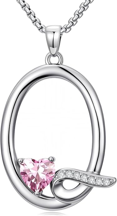 Birthday Gifts for Women Alphabet A to Z Initial Birthstone Pendant Necklaces for Women - 18k White Gold Plated Personalized Name Jewelry Anniversary Graduation Gifts for Wife Her Daughter Girlfriend(with Gift Box)