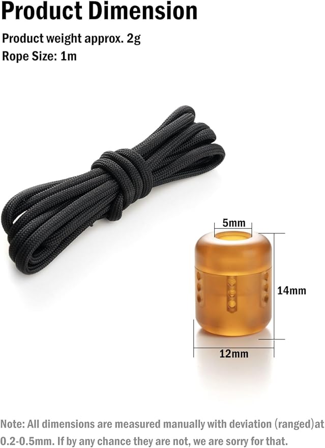 VIPERADE VAB5 PEI Paracord Beads, Knife Lanyard Beads with 6 Slots for DIY Glow Tubes, EDC Bead for Flashlight Knife Pocket Tool Keychain Pendant