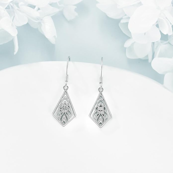 AOBOCO Abalone Shell Earrings for Women 925 Sterling Silver Airplane Celtic Knot Dangle Leverback Earrings Jewelry Mothers Day Birthday Gifts for Mom Friends