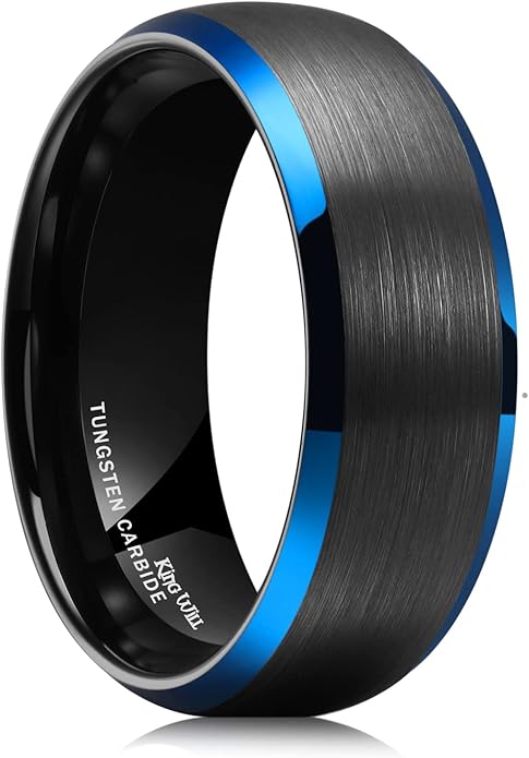 King Will Wedding Band for Men Women, 2/4/6/7/8mm Domed Matte Brushed Tungsten Carbide Rings, Solid/Dual Color Engagement Rings, Comfort Fit