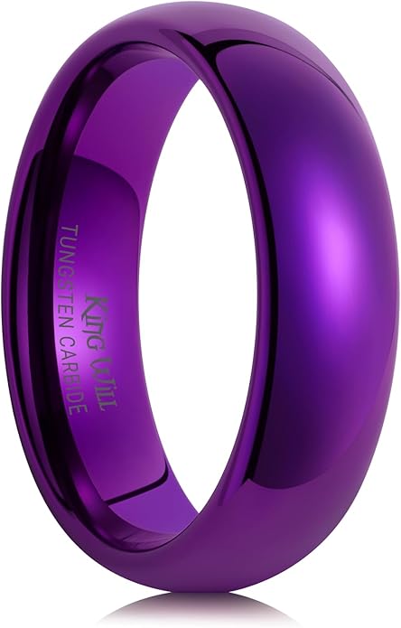 King Will Men's Women's Tungsten Carbide Ring 24k Gold Plated Rose Gold Plated Domed Polished Finish Wedding Band