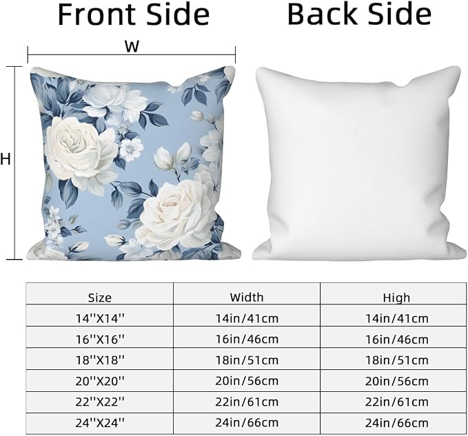 4 Pcs/Set Rose Flowers Pillow Covers Summer Floral Green Leaves Flowering Shrub Plants Natural Scenery Colorful Watercolor Linen Cushion Case for Outdoor Couch Sofa Bedroom, 24"x24"