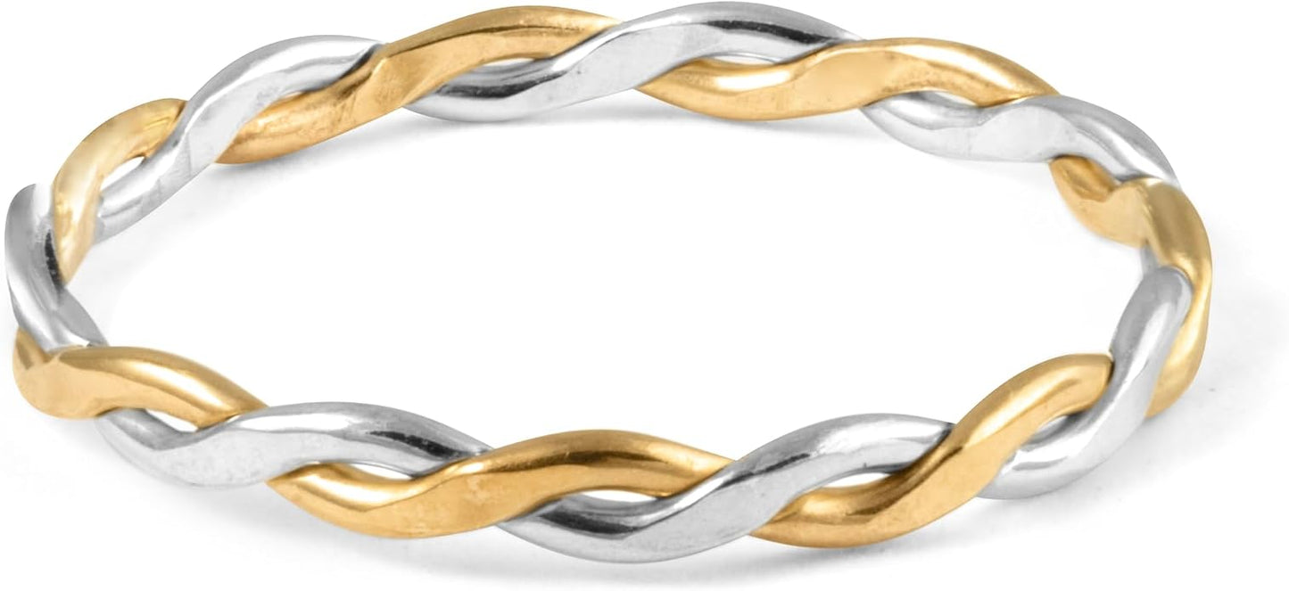 Harmony Braided Stacking Ring | Gold Statement Ring | Gold-Filled for Women | Simple and Elegant | Minimalist Jewelry | Waterproof Everyday Wear | Stacking Ring | Handmade
