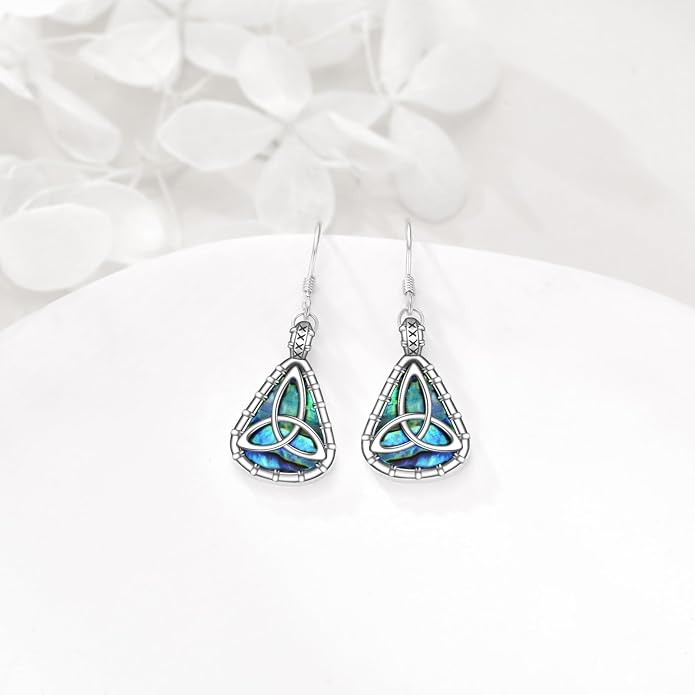 Abalone Shell Dangle Drop Earrings for Women 925 Sterling Silver Filigree Bohemian Earrings Jewelry Gift