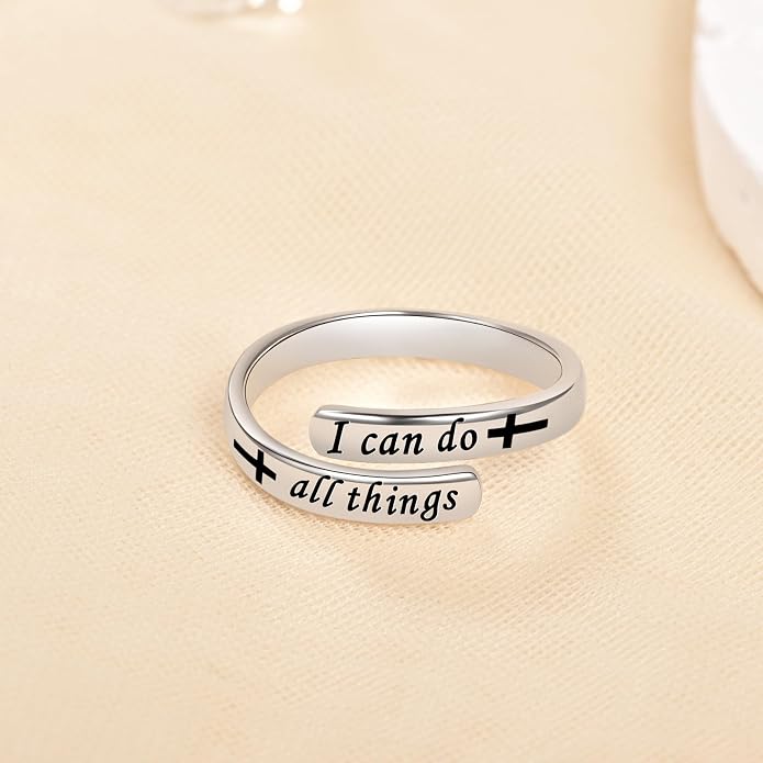 BEILIN 925 Sterling Silver Inspirational Jewelry Rings Adjustable Ring Personality Encouragement Gift for Teens Women