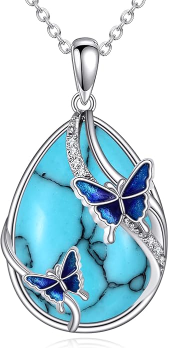 KQF Dragonfly/Butterlfy/Cat/Jellyfish/Bunny/Axolotl/Bee/Mermaid/Hummingbird/Elephant Necklace for Women Sterling Silver Moonstone Pendant Necklace Dragonfly Jewelry Gifts for Women