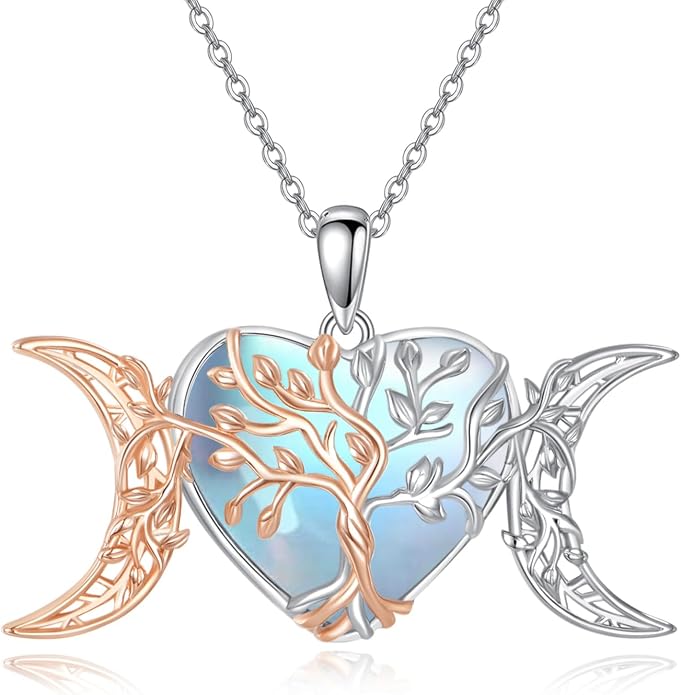 POPLYKE Tree of Life Necklace for Women Sterling Silver Celtic Knot Family Tree With Blue/Purple/Volcano Crystal Irish Gifts for Mom Wife Birthday Christmas