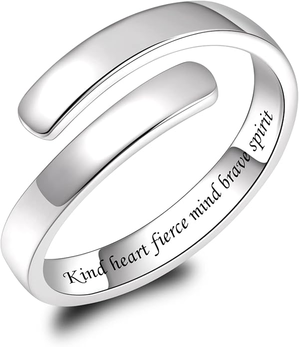 BEILIN 925 Sterling Silver Inspirational Jewelry Rings Adjustable Ring Personality Encouragement Gift for Teens Women