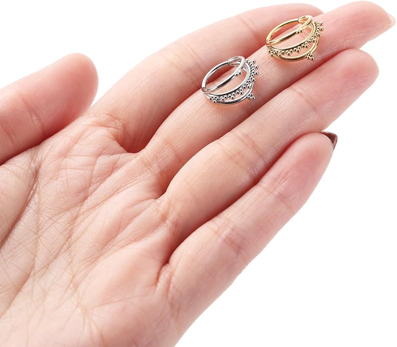 316L Surgical Steel Septum Clicker Ring Nose Ring Hoop Sleeper Hoop Earring Helix Rook Conch Cartilage Daith Tragus Earrings Lobe Nose Piercing Jewelry for Women
