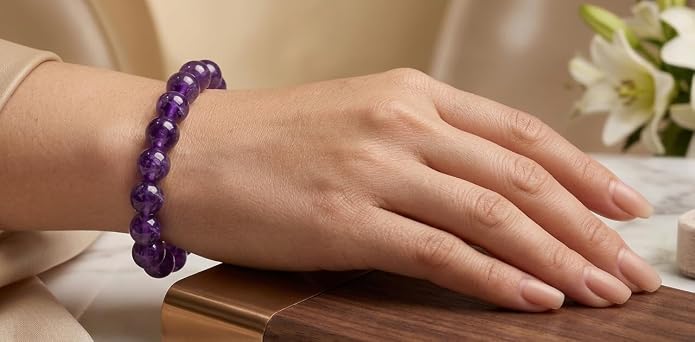 Natural Gemstone Bead Bracelet for Women – Healing Crystal Reiki Bracelet, Handmade Spiritual Protection Jewelry, Energy Stone Stretch Bracelet Gift for Women & Girls