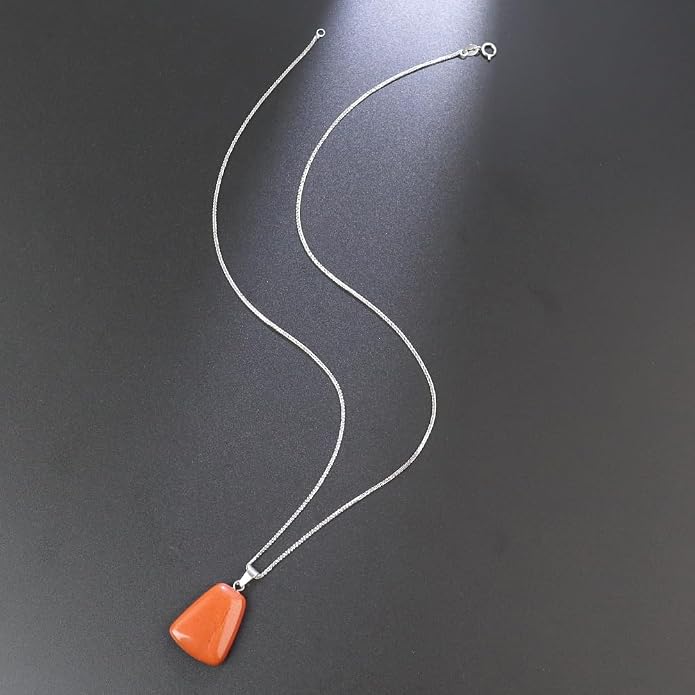 iSTONE 925 Sterling Silver Natural Crytral for Womens Pendant Necklace, Gemstone Birthstone with 17.8" Silver Chain Ladies