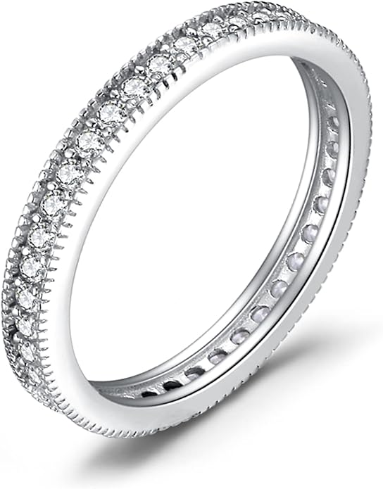 JewelryPalace 14K Gold Plated 925 Sterling Silver Rings for Women, Cubic Zirconia Promise Rings for Her, Stackable Wedding Bands Rings for Women Set Size 4-12