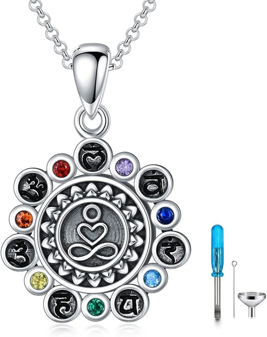 PELOVNY Urn Necklaces for Ashes of Loved Ones 925 Sterling Silver Personalized Heart Locket Urn Necklace Cremation Keepsake Memorial Jewelry Gifts for Women Men