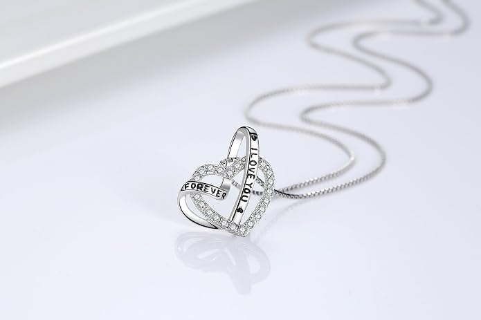 Cuoka 925 Sterling Silver Heart Necklace I Love You to The Moon and Back Pendant Sun Star Moon Necklace Jewelry for Women with Gifts Box
