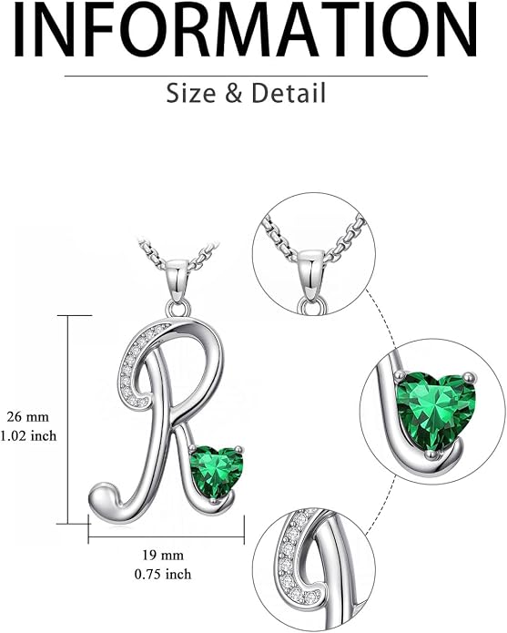 Birthday Gifts for Women Alphabet A to Z Initial Birthstone Pendant Necklaces for Women - 18k White Gold Plated Personalized Name Jewelry Anniversary Graduation Gifts for Wife Her Daughter Girlfriend(with Gift Box)