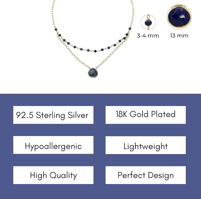 Layering Necklace for Women, Premium Layered Gold Healing Crytsal Necklaces - Tarnish Free 18K Gold Vermeil Certified S925 Classic Stack Necklace Gold Jewelry for Women - Mothers Day Gifts for Mom Wife