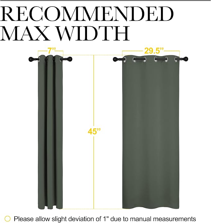 NICETOWN Dark Mallard Blackout Curtain Panels for Bedroom, Thermal Insulated Grommet Top Blackout Draperies and Drapes for Basement (2 Panels, W34 x L45-inch)