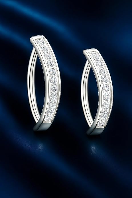 VOJO Moissanite Clicker Belly Button Ring, Titanium 2 Pcs 10&12mm Reverse Curved Hoop Navel Barbell Piercing Jewelry