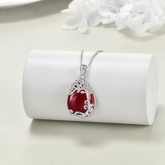 YAFEINI 925 Sterling Silver Moonstone Necklace Filigree Teardrop Pendant Necklace Jewelry for Women Girls
