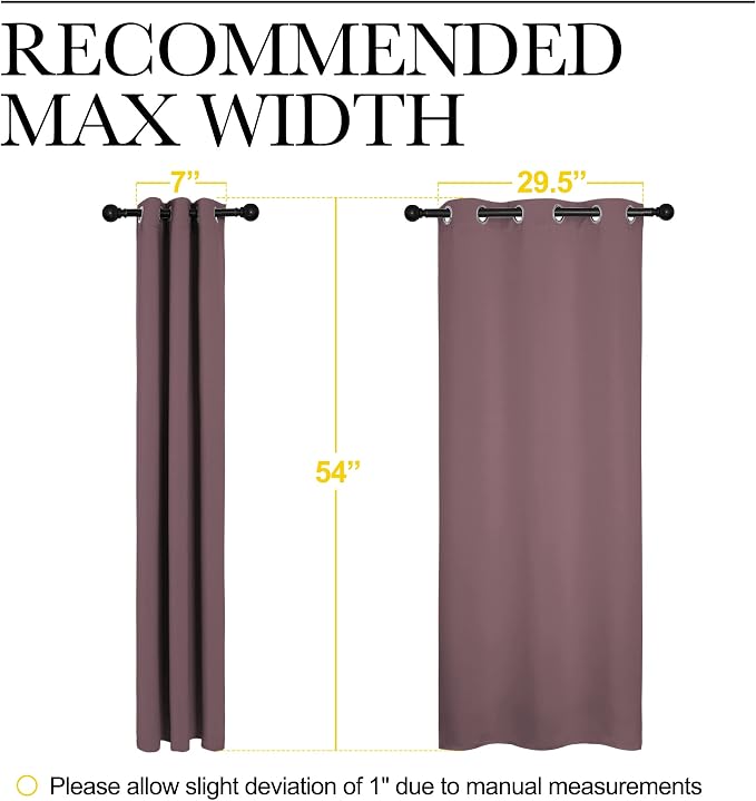 NICETOWN Window Curtain Panels, Dry Rose, 1 Pair, 34 by 54-inch, Thermal Insulated Solid Grommet Blackout Draperies/Drapes for Basement
