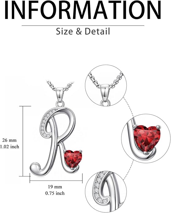 Birthday Gifts for Women Alphabet A to Z Initial Birthstone Pendant Necklaces for Women - 18k White Gold Plated Personalized Name Jewelry Anniversary Graduation Gifts for Wife Her Daughter Girlfriend(with Gift Box)