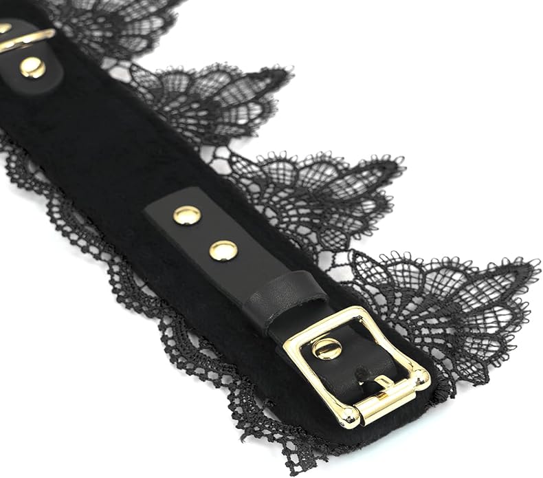 SMspade Leather Choker Collar Black Lace Chokers Set for Men Women Girls