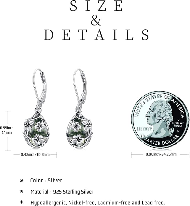 Flower Earrings 925 Sterling Silver Flower Teardrop Leverback Dangle Earrings Jewelry Gifts for Women Girls