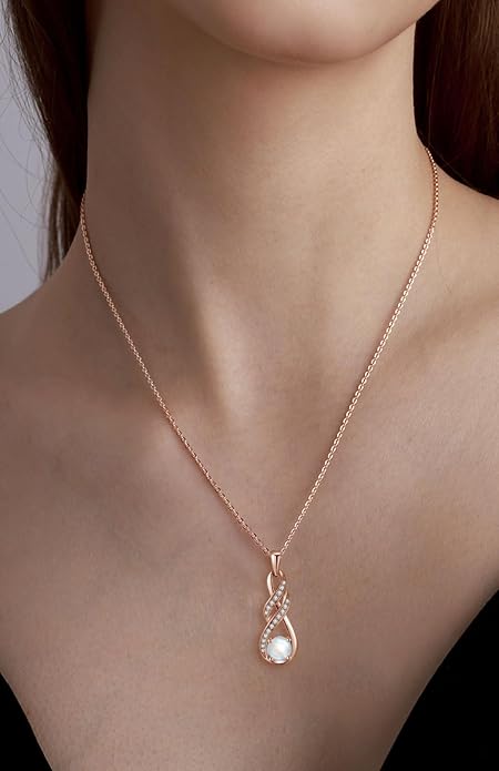 Birthstone Necklaces for Women 925 Sterling Silver Infinity Pendant Created Gemstone Jewelry for Her, 16"+2"