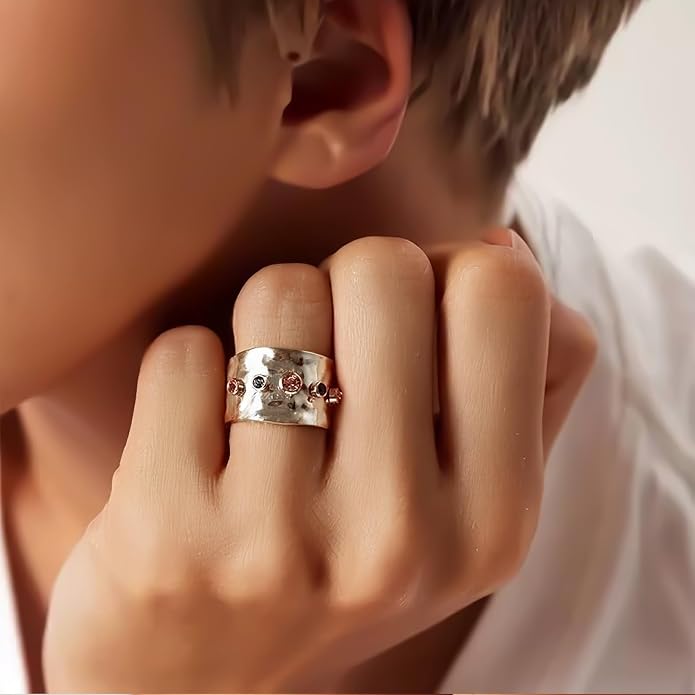 925 Sterling Silver Ring Minimalist Adjustable Rings Band Handmade Rings for Women Girls