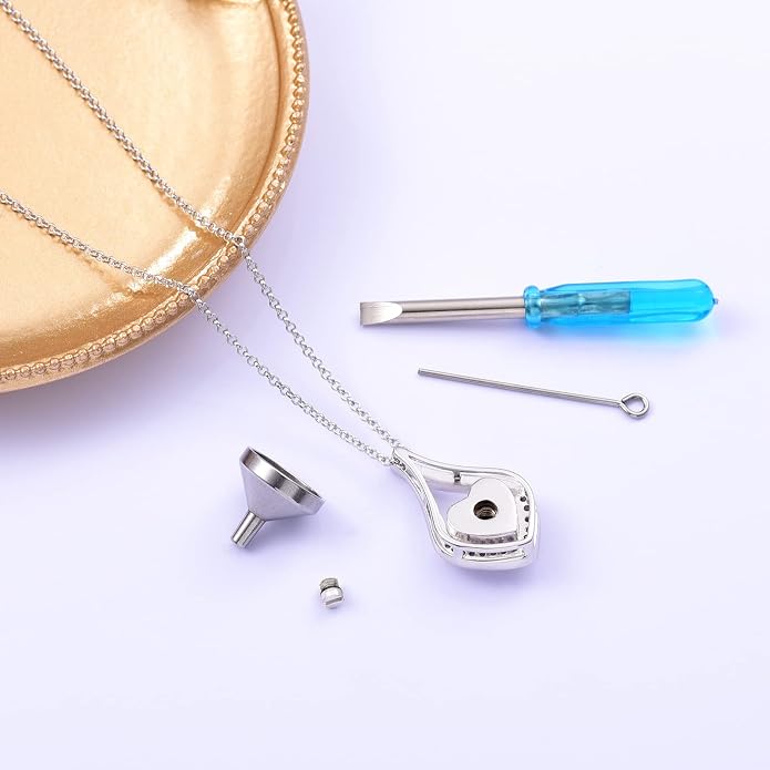 Cremation Jewelry 925 Sterling Silver Teardrop Urn Necklace for Ashes Heart Shape Memorial Keepsake Pendant for Human Ashes for Women Gift
