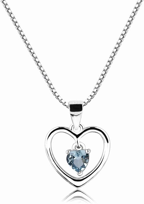 Cherished Moments Girl's .925 Sterling Silver "Dancing Heart" Simulated Birthstone Necklace