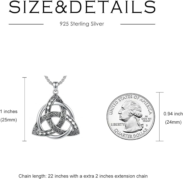 Celtic Necklace for men Sterling Silver Celtic Knot Triquetra Triangle Trinity Necklace Gift for Men