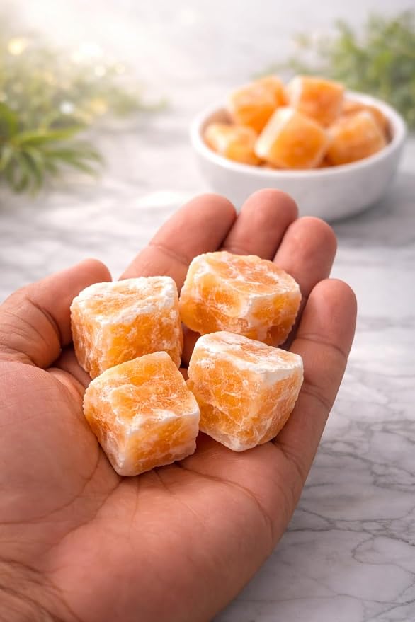 Large 1.25-2.0” Natural Orange Calcite Raw Crystals Stones for Meditation, Chakra, Reiki, Crystal Grid, Energy Work, Wire Wrapping, Tumbling & Spiritual Home Decor