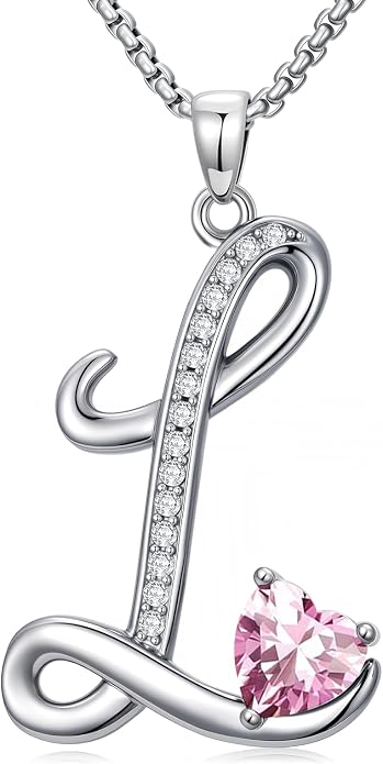 Birthday Gifts for Women Alphabet A to Z Initial Birthstone Pendant Necklaces for Women - 18k White Gold Plated Personalized Name Jewelry Anniversary Graduation Gifts for Wife Her Daughter Girlfriend(with Gift Box)