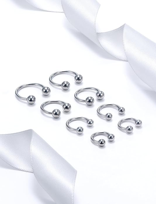20G 18G 16G 14G 12G 8G 6G 4G 2G ASTM F136 Titanium Internal Thread Horseshoe Septum Ring Jewelry Circular Barbell Helix Snug Tragus Rook Daith Cartilage Earring Lip Ring Piercing Jewelry