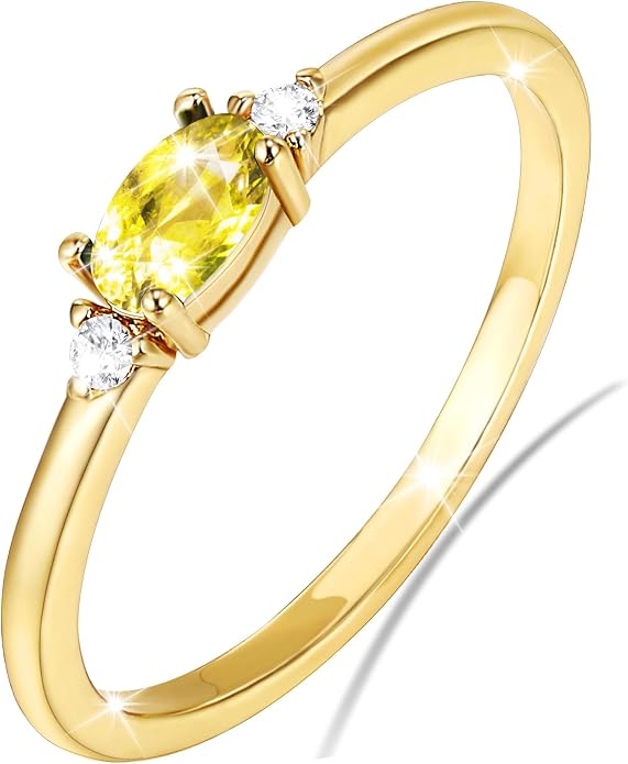 Lunvky 14k Gold Plated Birthstone Rings for Women Teen Dainty Stackable Pinky Rings Non Tarnish CZ Emerald Green Gemstone Thumb Finger Band Ring Cute Jewelry Birthday Gift Size 6-11