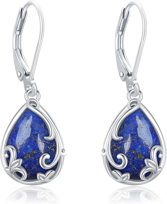 Dangle Earrings Sterling Silver Moonstone/Turquoise/CZ/Crystal Earrings for Women Tree of Life Animal Filigree Leverback Earrings Jewelry Gifts