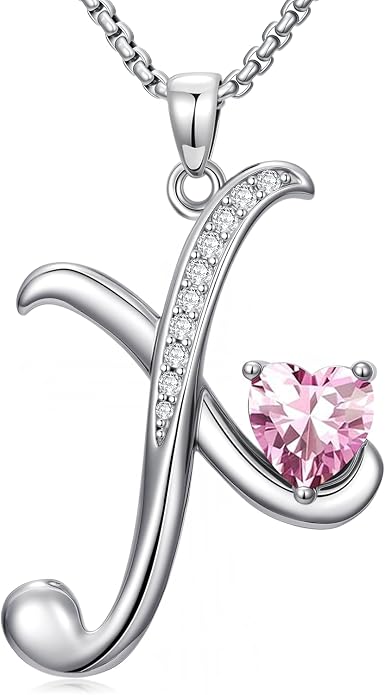 Birthday Gifts for Women Alphabet A to Z Initial Birthstone Pendant Necklaces for Women - 18k White Gold Plated Personalized Name Jewelry Anniversary Graduation Gifts for Wife Her Daughter Girlfriend(with Gift Box)