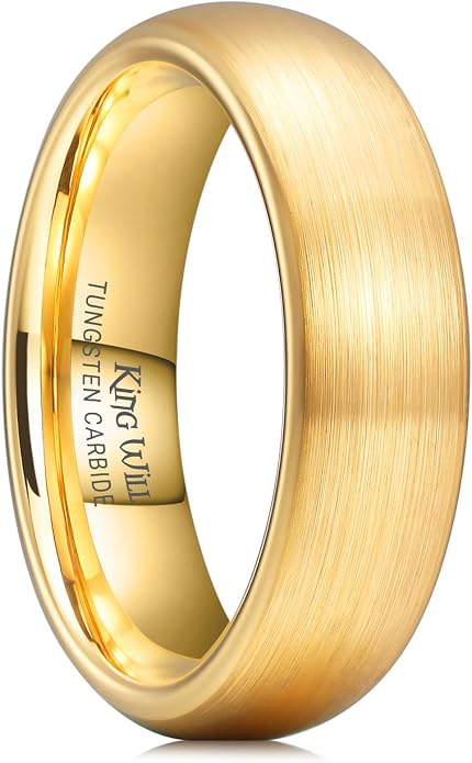 King Will Wedding Band for Men Women, 2/4/6/7/8mm Domed Matte Brushed Tungsten Carbide Rings, Solid/Dual Color Engagement Rings, Comfort Fit