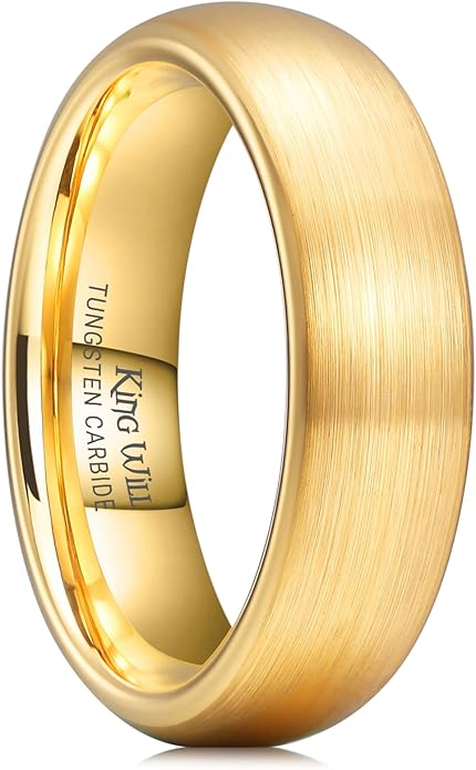 King Will Wedding Band for Men Women, 2/4/6/7/8mm Domed Matte Brushed Tungsten Carbide Rings, Solid/Dual Color Engagement Rings, Comfort Fit