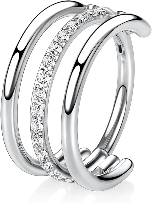 316L Surgical Steel Septum Clicker Ring Nose Ring Hoop Sleeper Hoop Earring Helix Rook Conch Cartilage Daith Tragus Earrings Lobe Nose Piercing Jewelry for Women