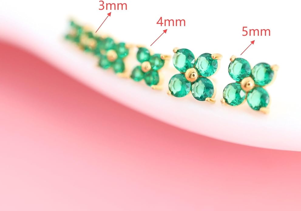 FANSING CZ Flower Internally Threaded Flat Back Earring Labret Stud for Cartilage Tragus Helix Conch