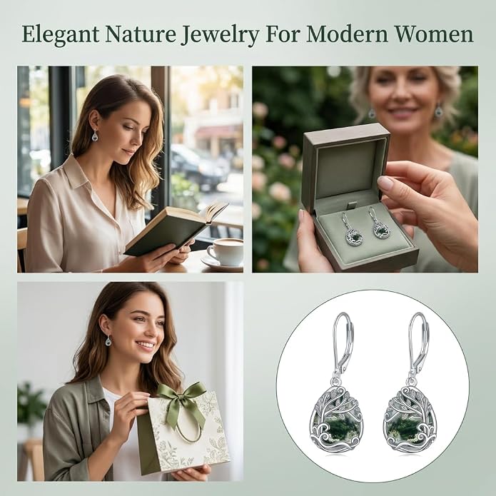 Teardrop Tree of Life/Filigree Earrings for Women Dangle Leverback Earrings Jewelry Gift Anniversary For Her